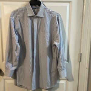 Tommy Hilfiger Men's Blue and White Plaid Shirt